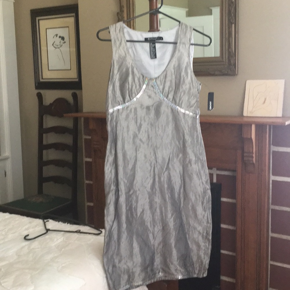 DKNY Donna Karan silver metallic dress‎